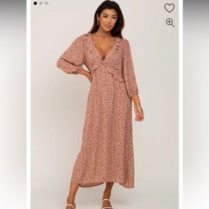 Rust Floral Midi Dress LUSH
